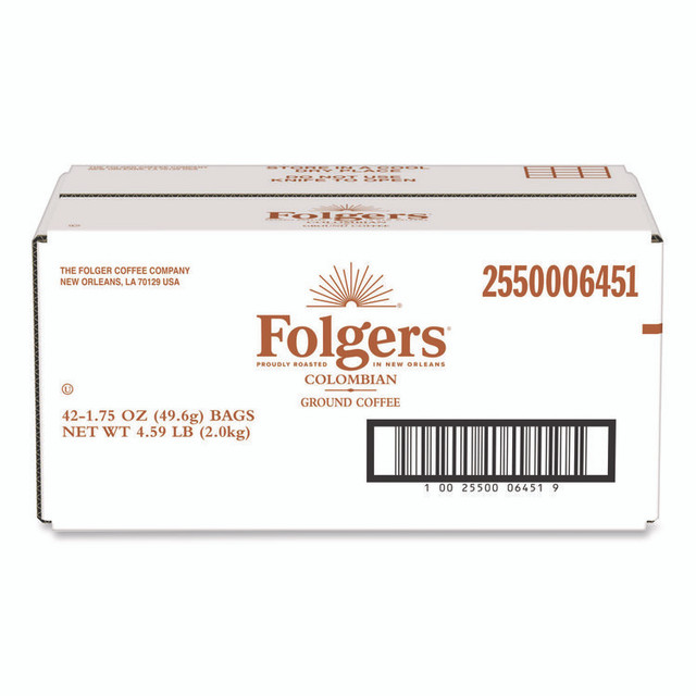KEURIG DR PEPPER Folgers® 06451 Colombian Ground Coffee Fraction Pack. 100% Colombian, 1.75 oz Fraction Pack, 42/Carton