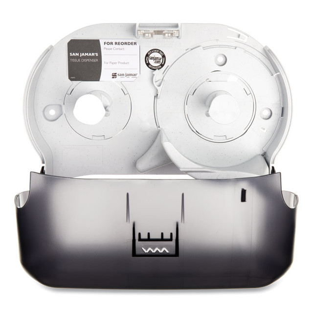 CFS BRANDS San Jamar® R3600TBK Versatwin Standard Bath Tissue Dispenser, Classic, 8 x 5.75 x 12.75, Transparent Black Pearl
