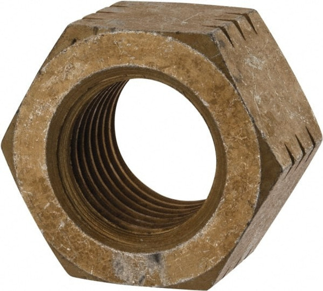 Value Collection 444110BR Hex Nut: 1-1/4 - 7, Grade L9 Steel, Zinc Yellow Dichromate Cad & Waxed Finish