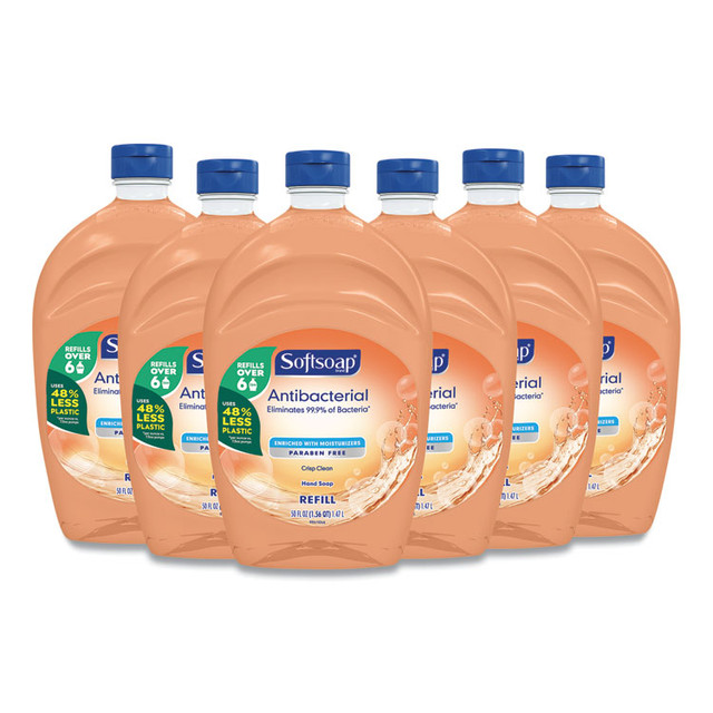 COLGATE PALMOLIVE, IPD. Softsoap® 46325 Antibacterial Liquid Hand Soap Refill, Fresh Scent, 50 oz, Orange, 6/Carton