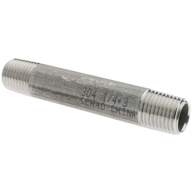 Value Collection 4BN1/4*3 Stainless Steel Pipe Nipple: 1/4" Pipe, Grade 304 & 304L