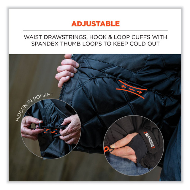 TENACIOUS HOLDINGS, INC. ergodyne® 41113 N-Ferno 6466 Thermal Jacket with 500D Nylon Shell, Medium, Black