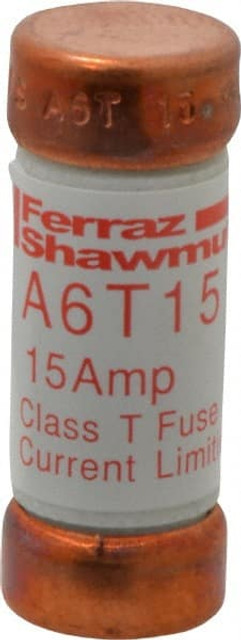Ferraz Shawmut A6T15 Cylindrical Fast-Acting Fuse: T, 15 A, 14.5 mm Dia