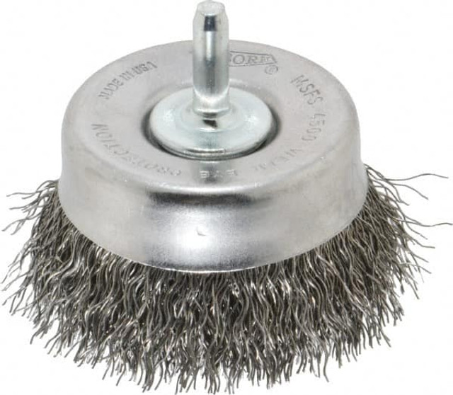 Osborn 0003241100 Cup Brush: 2-1/2" Dia, 0.014" Wire Dia, Steel, Crimped