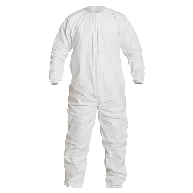 Dupont IC253BWH4X00250 Disposable Coveralls: Size 4X-Large, Film Laminate, Zipper Closure