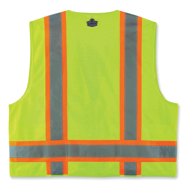 TENACIOUS HOLDINGS, INC. ergodyne® 24075 GloWear 8248Z Class 2 Two-Tone Surveyors Zipper Vest, Polyester, Large/X-Large, Lime