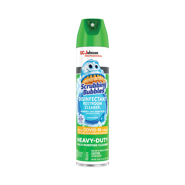 SC JOHNSON Scrubbing Bubbles® 313358 Disinfectant Restroom Cleaner II, Rain Shower Scent, 25 oz Aerosol Spray, 12/Carton