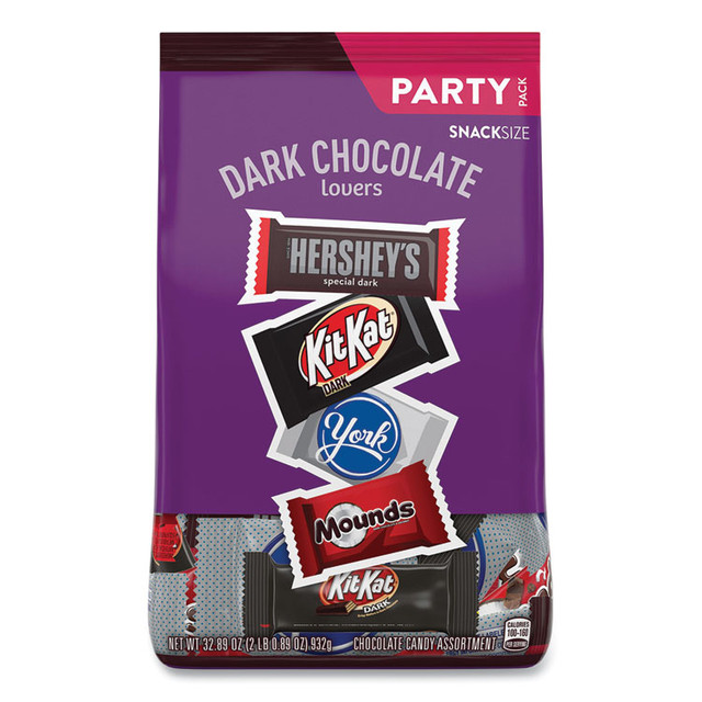 THE HERSHEY COMPANY Hershey®'s 99995 Dark Chocolate Lovers Snack Size Party Pack, 32.89 oz Bag, Approximately 60 Pieces