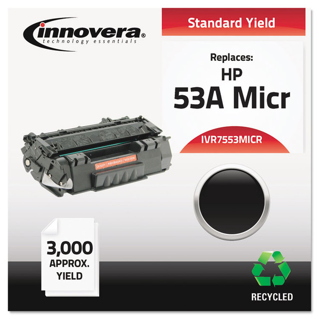 INNOVERA 7553MICR Remanufactured Black MICR Toner, Replacement for 53AM (Q7553AM), 3,000 Page-Yield