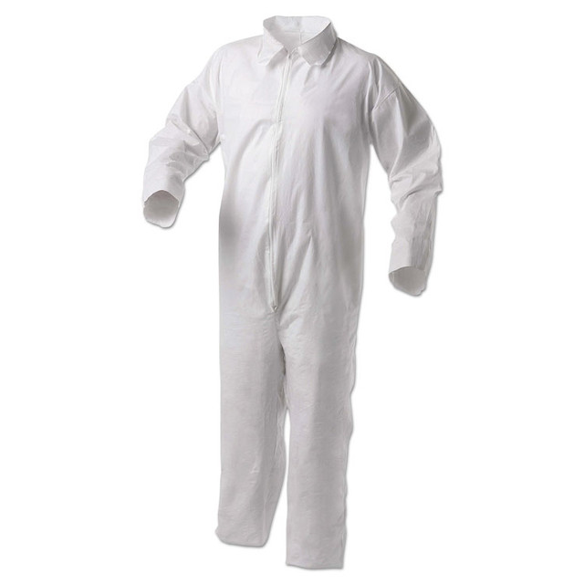 SMITH AND WESSON KleenGuard™ 38918 A35 Liquid and Particle Protection Coveralls, Zipper Front, Large, White, 25/Carton