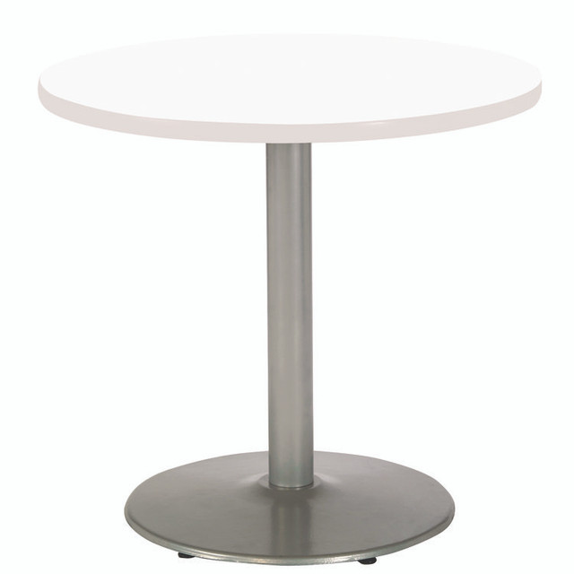 KFI STUDIOS 811774036665 Pedestal Table with Four Navy Kool Series Chairs, Round, 36" Dia x 29h, Designer White