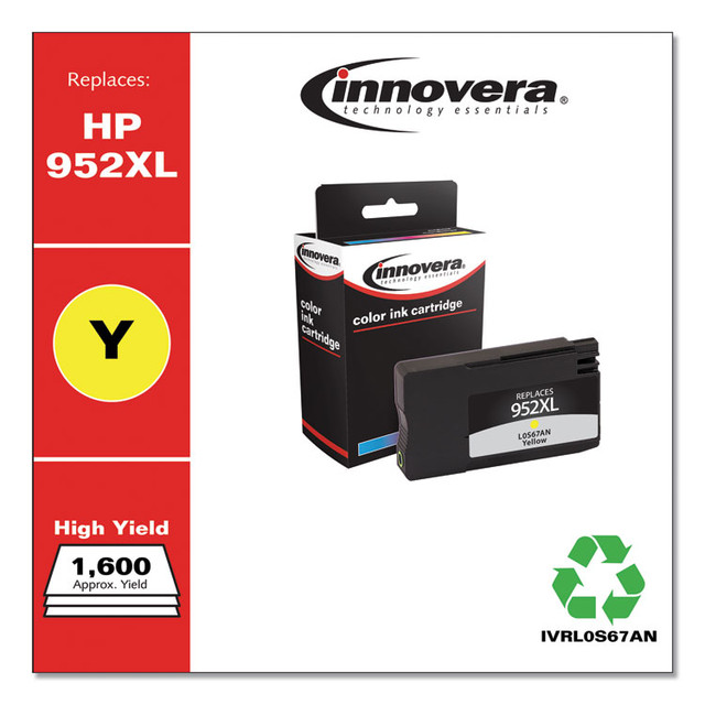 INNOVERA L0S67AN Remanufactured Yellow High-Yield Ink, Replacement for 952XL (L0S67AN), 1,600 Page-Yield