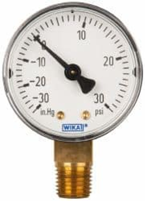 Wika 50786571 Pressure Gauge: 2" Dial, 1/4" Thread, NPT, Lower Mount