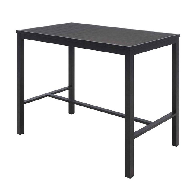 KFI STUDIOS 840031925213 Eveleen Outdoor Bistro Patio Table with Four Black Powder-Coated Polymer Barstools, 32 x 55, Black