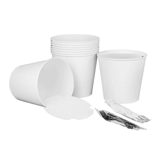 KARAT BY LOLLICUP CFB170WBNDL Food Bucket with Lid, 170 oz, 8.9" Dia x 8.36"h, White, Paper, 150/Carton