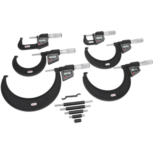 Starrett 12727 0 to 6" Range, 0.001mm Resolution, No Water Resistance Rating, Electronic Outside Micrometer Sets