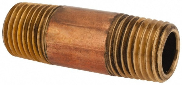 Merit Brass 2004-150BSPT Brass Pipe Nipple: Threaded on Both Ends, 1-1/2" OAL, 1/4" BSPT