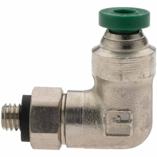 Parker 14244 Push-To-Connect Tube to Male & Tube to Male UNF Tube Fitting: Male Swivel Elbow, #10-32 Thread, 1/8" OD