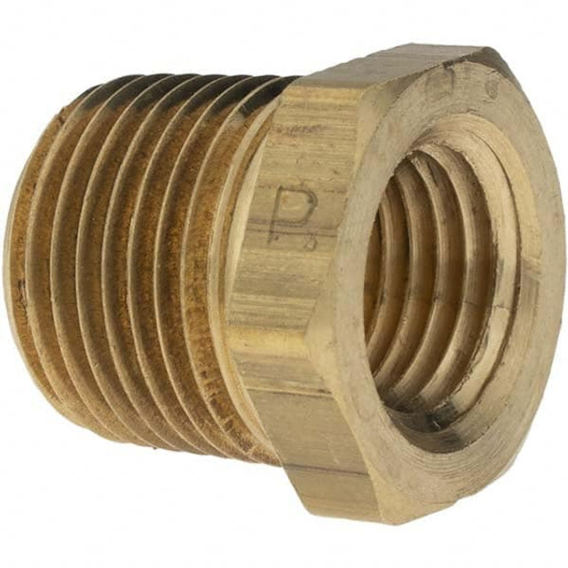 Parker 11089 Industrial Pipe Bushing: 1/4" Female Thread, 3/8" Male Thread, MNPTF x FNPTF