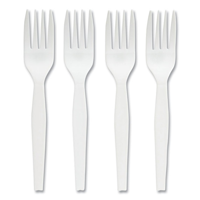 PERK 24394114 Eco-ID Mediumweight Compostable Cutlery, Fork, White, 300/Pack