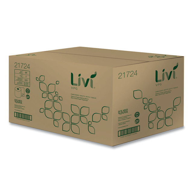 SOLARIS PAPER Livi® VPG 21724 Bath Tissue, 2-Ply, White, 500 Sheets, 96 Rolls/Carton