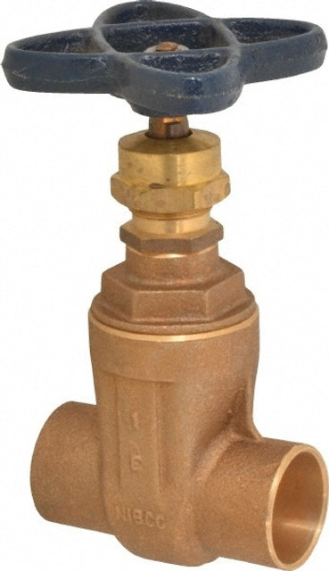 NIBCO NJ0J00A Gate Valve: Non-Rising Stem, 1" Pipe, Soldered, Bronze