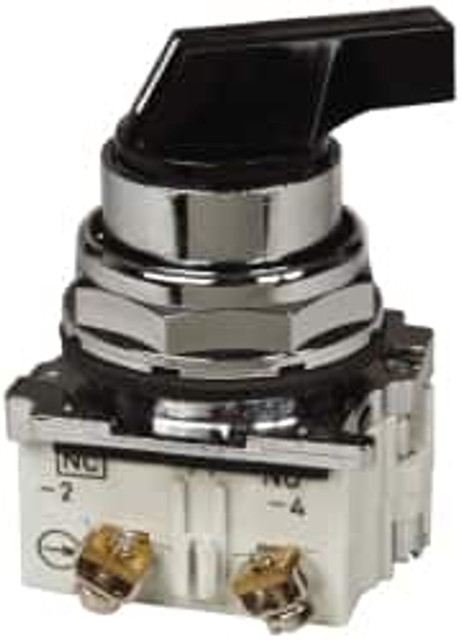 Eaton Cutler-Hammer 10250T20LB Selector Switch with Contact Blocks: 2 Positions, Maintained (MA), 0.5 Amp, Black Lever