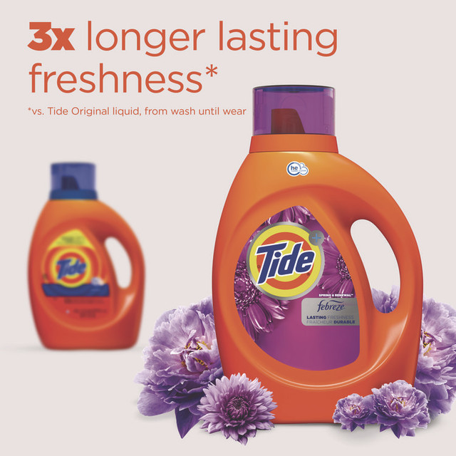 PROCTER & GAMBLE Tide® 12237EA Plus Febreze HE Liquid Laundry Detergent, Spring and Renewal, 84 oz Bottle