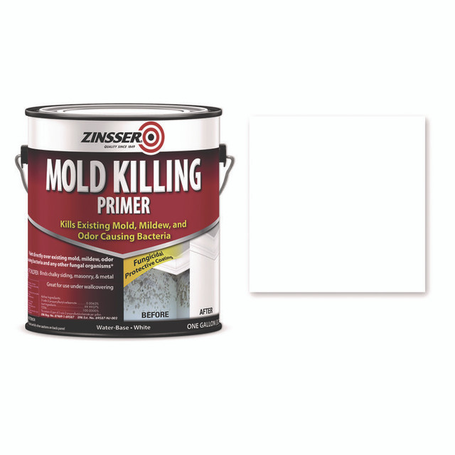RUST-OLEUM CORPORATION Zinsser® 276049CT Mold Killing Primer, Interior/Exterior, Flat White, 1 gal Bucket/Pail, 2/Carton