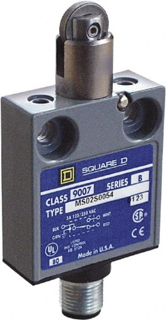 Square D 9007MS02S0084 General Purpose Limit Switch: SPDT, NC, Parallel Roller Plunger, Top