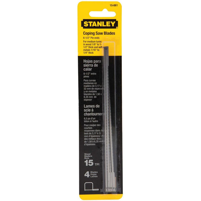 Stanley 15-061 Coping Saw Blade: 6-1/2" Blade Length, 7/64" Blade Width, High Carbon Steel