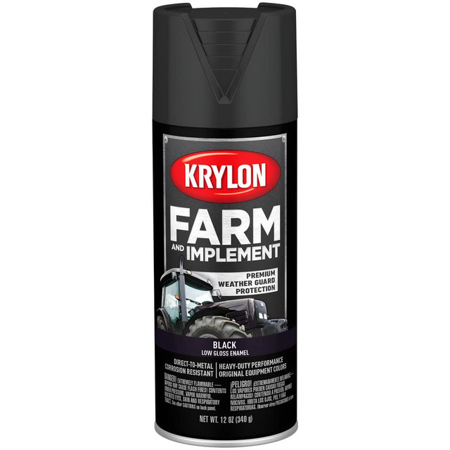 Krylon K01935008 Spray Paints; Product Type: Spray Paint ; Type: Farm & Implement Paint ; Color: Black ; Finish: Low Gloss ; Color Family: Black ; Container Size (oz.): 12.000