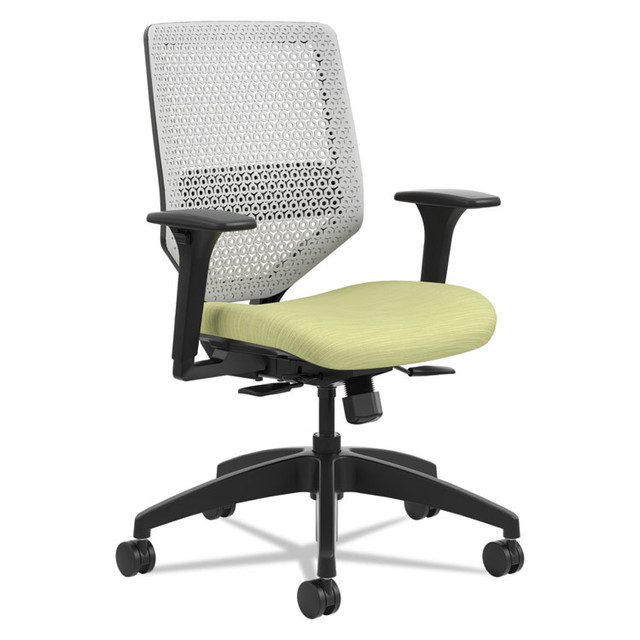 HON COMPANY SVR1AILC82TK Solve Series ReActiv Back Task Chair, Supports Up to 300 lb, 18" to 23" Seat Height, Meadow Seat, Titanium Back, Black Base