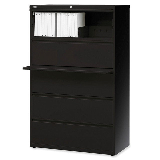 LORELL 60551  Fortress 36inW x 18-5/8inD Lateral 5-Drawer File Cabinet, Black