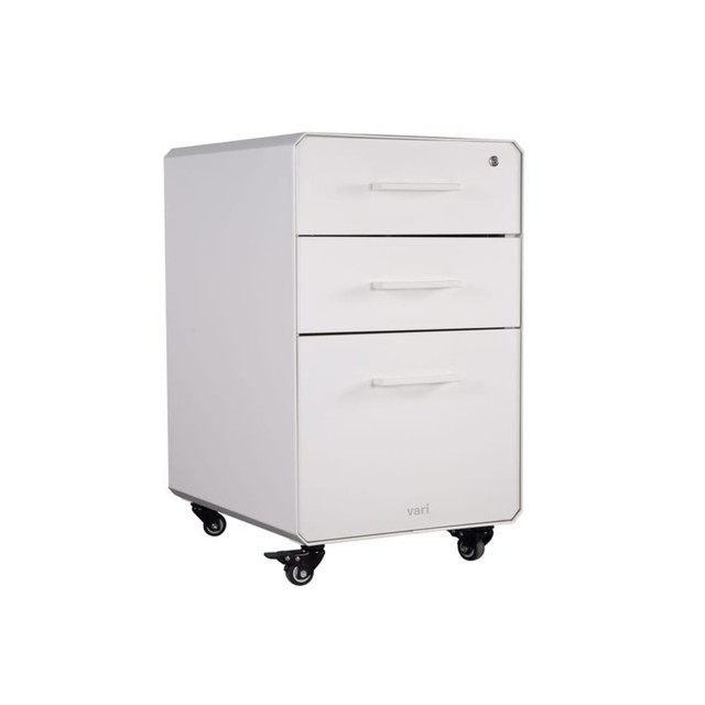 VARIDESK LLC VARI 400719 DESK 15-3/4inW x 20-11/16inD Lateral 3-Drawer Mobile File Cabinet, White