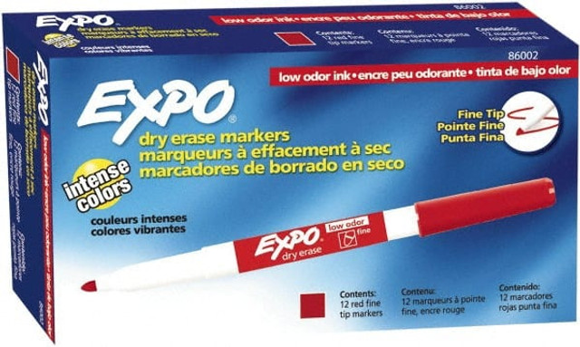 Expo 86002 Red Low Odor Fine Tip 12 Pack Dry Erase Markers