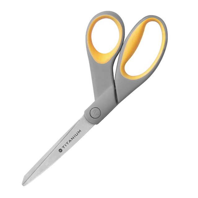 ACME UNITED CORPORATION 13731 Westcott Titanium Bonded Scissors, 8in, Bent, Gray/Yellow ACME UNITED CORPORATION 13731 Westcott Titanium Bonded Scissors, 8in, Bent, Gray/Yellow