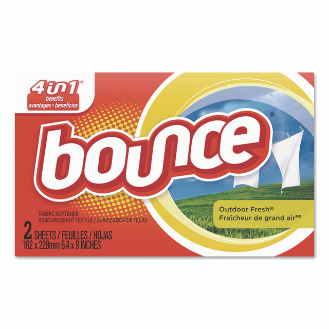 PROCTER & GAMBLE Bounce® 02664 Fabric Softener Sheets, Coin Vend, Outdoor Fresh, 2/Box, 156 Boxes/Carton