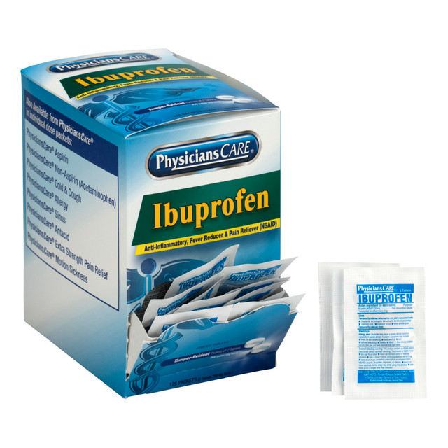 ACME UNITED CORPORATION 90015 PhysiciansCare Ibuprofen Pain Reliever Medication, 2 Tablets Per Packet, Box of 50 Packets ACME UNITED CORPORATION 90015 PhysiciansCare Ibuprofen Pain Reliever Medication, 2 Tablets Per Packet, Box of 50 Packets