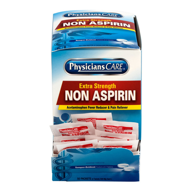 ACME UNITED CORPORATION 90016 PhysiciansCare Non Aspirin Acetaminophen Pain Reliever Medication, 2 Tablets Per Packet, Box Of 50 Packets ACME UNITED CORPORATION 90016 PhysiciansCare Non Aspirin Acetaminophen Pain Reliever Medication, 2 Tablets Per Packet, Box Of 50 Packets