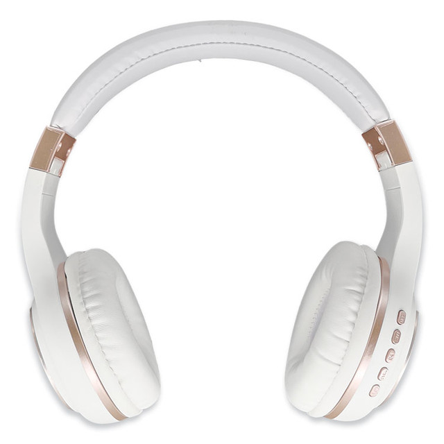 CREATIVE MARKETING, INC. Morpheus 360® HP5500R SERENITY Stereo Wireless Headphones with Microphone, 3 ft Cord, White/Rose Gold