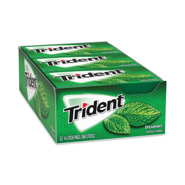 MONDELEZ INTERNATIONAL Trident® 30400008 Sugar-Free Gum, Spearmint, 14 Pieces/Pack, 12 Packs/Carton