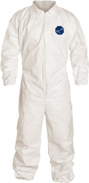 Dupont TY125SWH5X00250 Disposable Coveralls: Size 5X-Large, 1.2 oz, Film Laminate, Zipper Closure