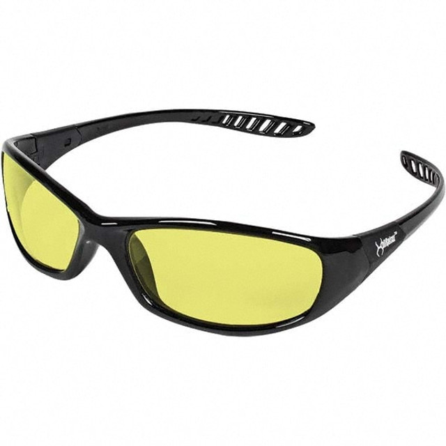 KleenGuard 20541 Safety Glass: Scratch-Resistant, Polycarbonate, Amber Lenses, Full-Framed, UV Protection