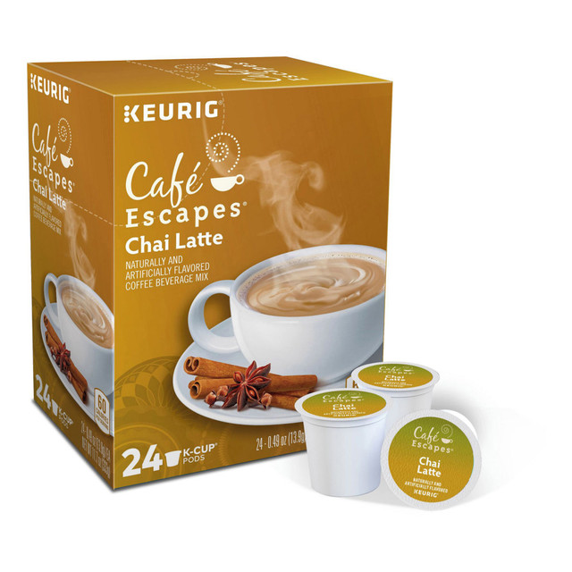 GREEN MOUNTAIN COFFEE ROASTERS, INC. 6805 Cafe Escapes Single-Serve K-Cup Pods, Chai Latte Coffee, Carton Of 24