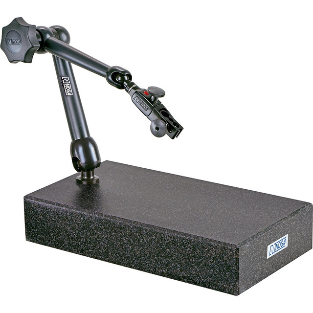 Noga MT2200 Indicator Transfer & Comparator Gage Stands; Type: Granite Base Stand; Fine Adjustment: Yes; Includes: Holder; Includes Anvil: No; Includes Dial Indicator: No; Includes Holder: Yes; Material: Granite; Overall Height (Decimal Inch): 1.97; 