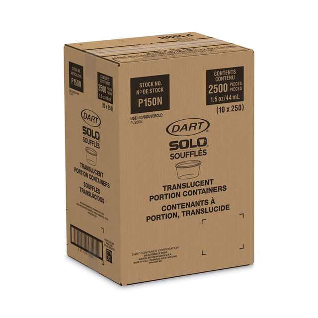 DART P150N Polystyrene Portion Cups, 1.5 oz, Plastic, Translucent, 2,500/Carton