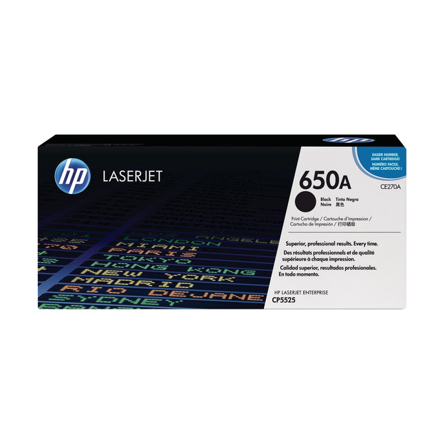 HP INC. CE270A HP 650A Black Toner Cartridge, CE270A