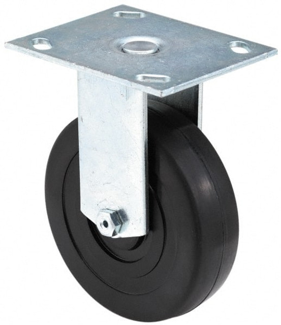 E.R. Wagner 4F8305C26001190 Rigid Top Plate Caster: Thermoplastic Rubber, 5" Wheel Dia, 2" Wheel Width, 350 lb Capacity, 6-1/2" OAH