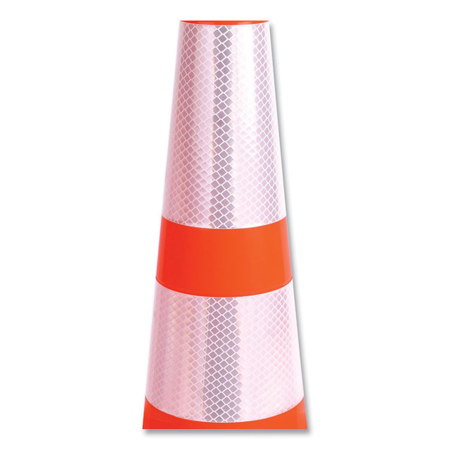 TATCO 35500 Traffic Cone, 10.75 x 10.75 x 28, Orange/Silver/Black